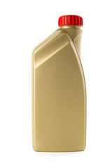 Plastic bottles from automobile oils isolated on white