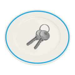 Keys on the plate vector illustration