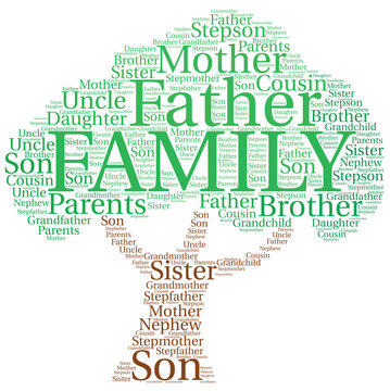 Family concept made with a tree shape and tags