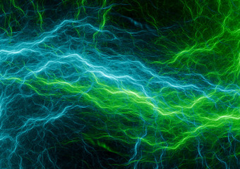 Blue and green plasma, abstract lightning element