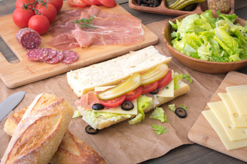 cooking italian sandwich