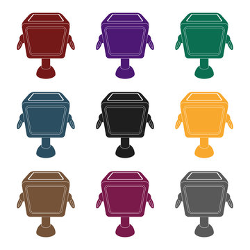 Garbage can icon in black style isolated on white background. Parksymbol stock vector illustration.