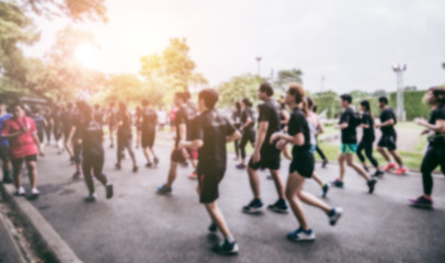 Blurred Group of Runner are Running in the Park Background - Lifestyle Sport Recreation Concept