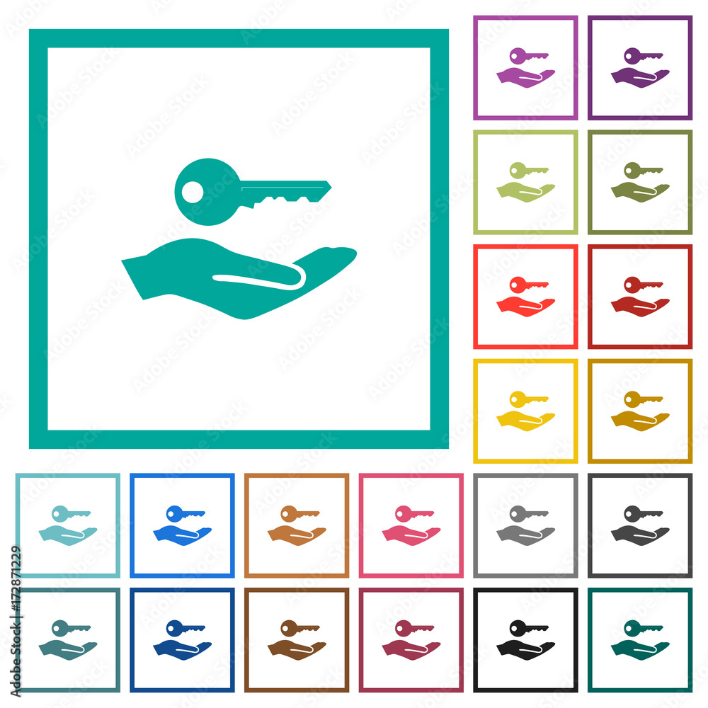 Poster security service flat color icons with quadrant frames