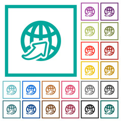 Worldwide flat color icons with quadrant frames