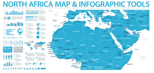 North Africa Map - Info Graphic Vector Illustration