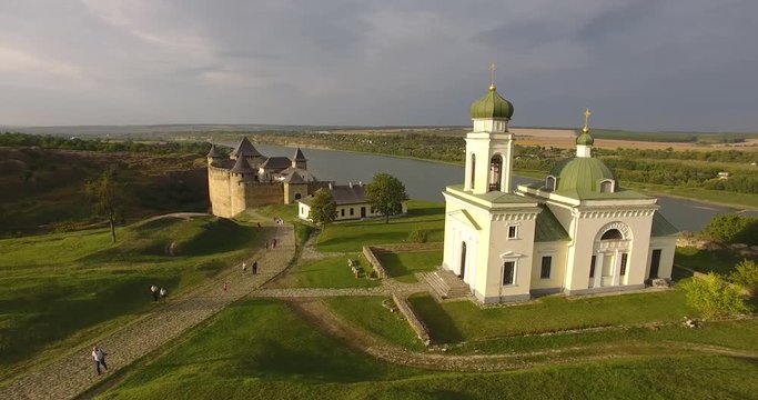 Aerial view of Khotyn castle