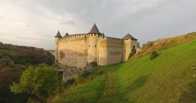 Aerial view of Khotyn castle