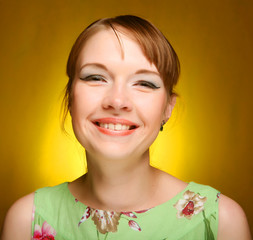 Beautiful young woman face. Close up. 
