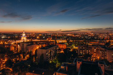 Obraz premium Aerial view to modern houses and business centers at Voronezh city downtown