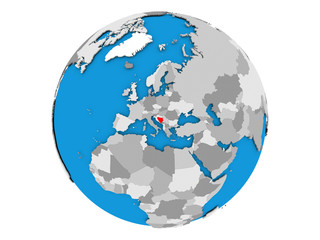 Bosnia and Herzegovina on globe isolated
