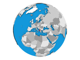 Albania on globe isolated