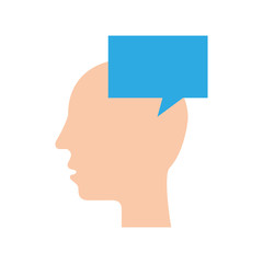 silhouette head human speech bubble communication vector illustration