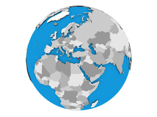 Cyprus on globe isolated