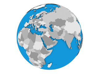 Kuwait on globe isolated