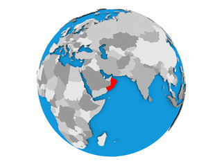 Oman on globe isolated