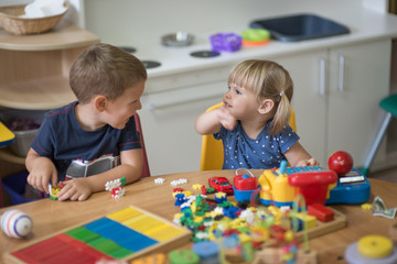 Fototapeta premium Childresn is talking in pre school