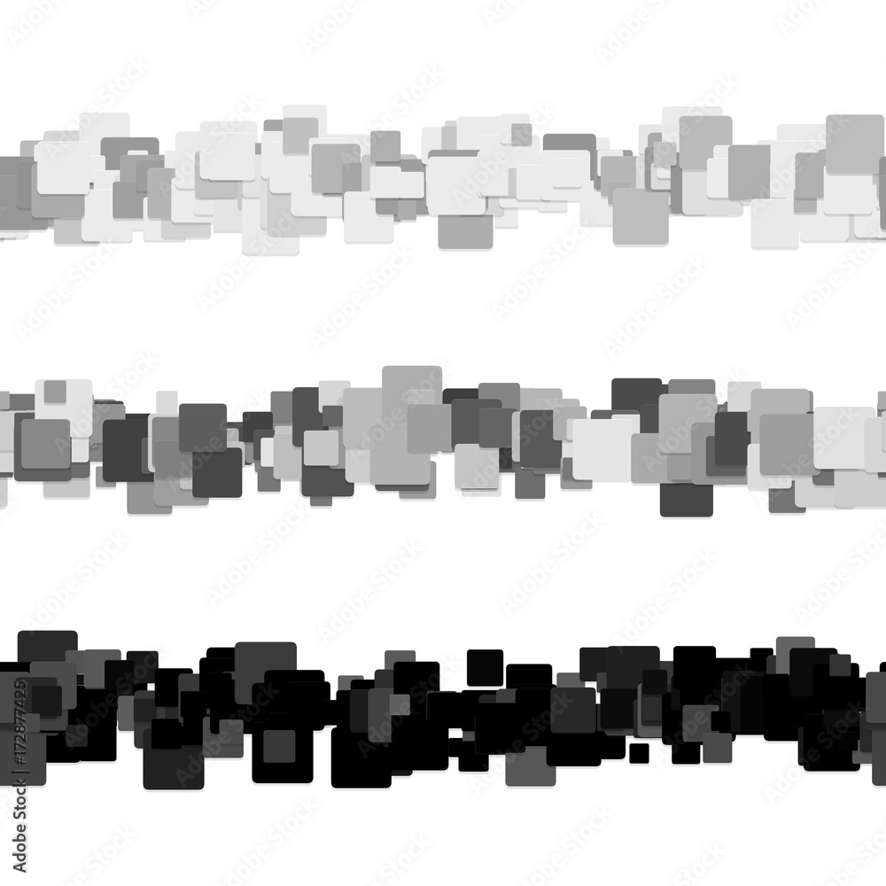 Poster repeatable chaotic square pattern page separator line design set - vector decoration elements from c