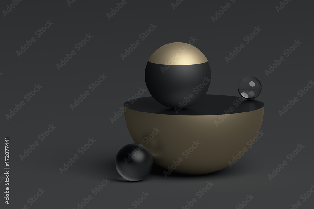 Poster abstract 3d rendering of geometric shapes. surreal composition. balance concept. modern background d