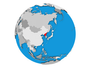 North Korea on globe isolated