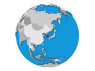 South Korea on globe isolated