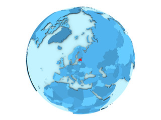 Estonia on blue globe isolated