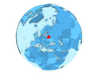 Belarus on blue globe isolated