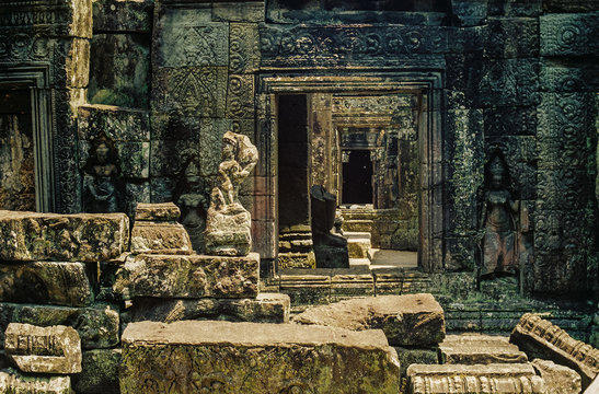 Fragments of an ancient temple. Angkor Wat.