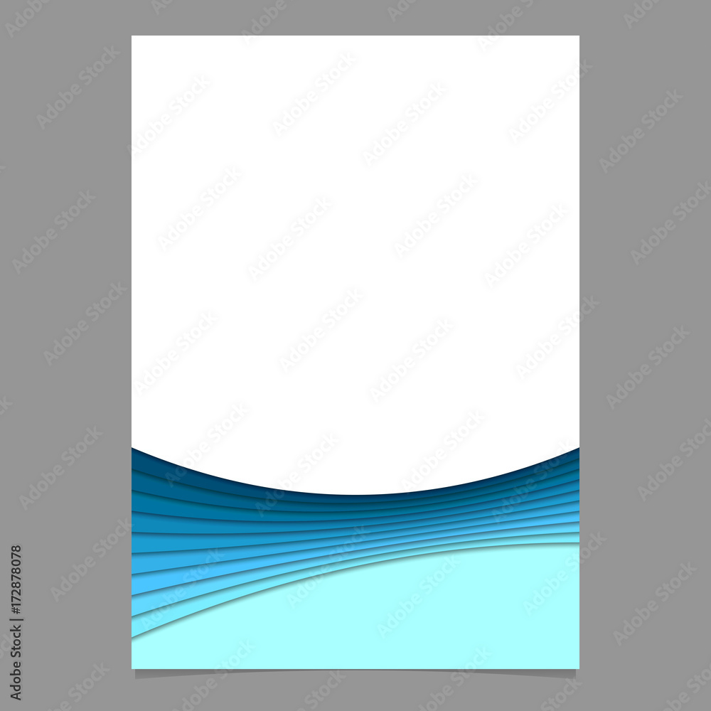 Poster abstract brochure template from curves in blue tones - vector stationery design with 3d shadow effec