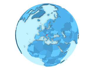 Slovenia on blue globe isolated