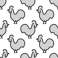 Seamless pattern with bird rooster. Vector kids pattern chicken which can be used for printing, textiles and children clothing.