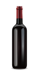 Bottle of red wine. Vector illustration isolated on white background