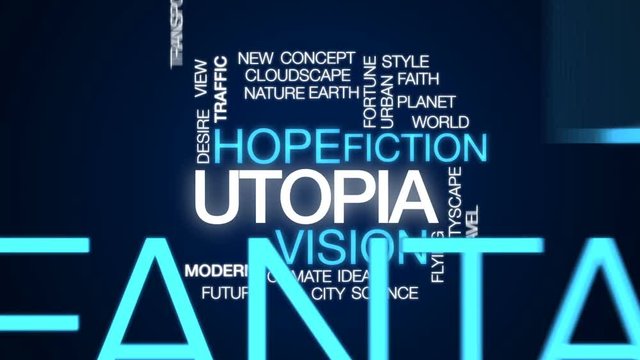 Utopia animated word cloud, text design animation.
