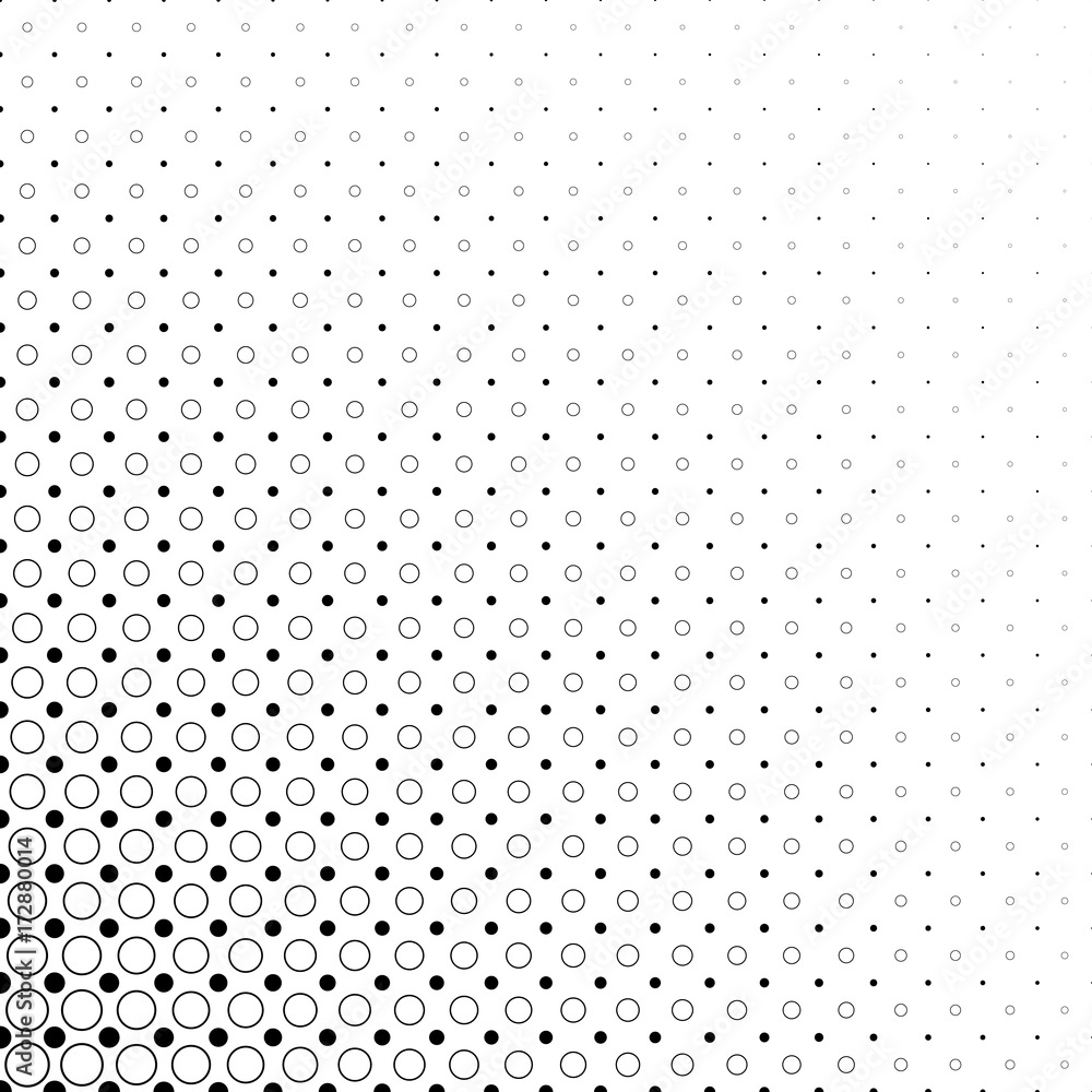 Poster monochrome abstract circle pattern background - black and white geometrical halftone vector graphic 