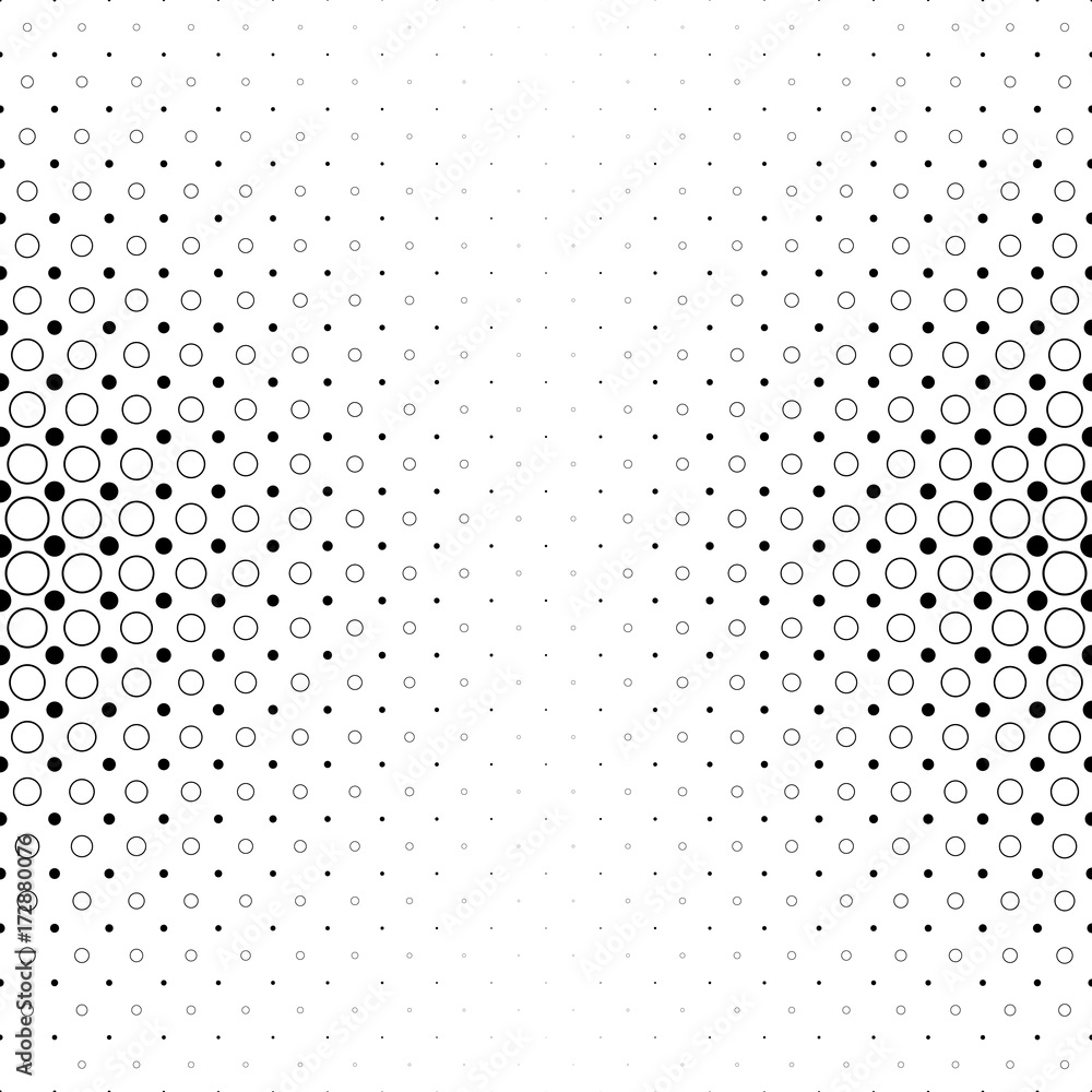 Poster black and white circle pattern - abstract geometric vector background graphic from dots and circles
