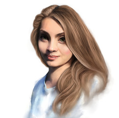Naklejka premium Women portrait, oil paintings, digital art
