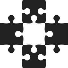 Black White Puzzle Pieces - JigSaw - Vector