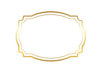 Gold frame. Beautiful simple golden design. Vintage style decorative border isolated white background. Elegant gold art frame. Empty copy space decoration, photo, banner Vector illustration