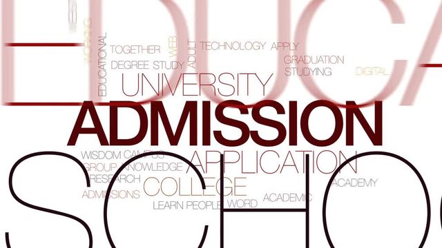 Admission animated word cloud, text design animation. Kinetic typography.