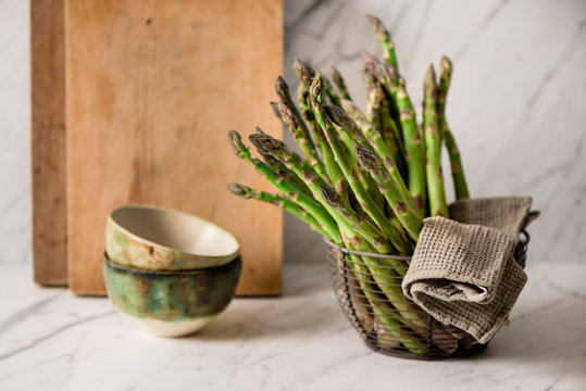 Fresh asparagus ready to be cooked