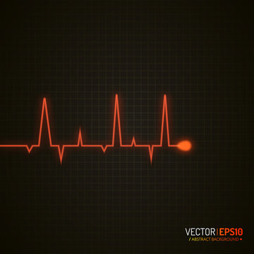 Pulse graphic. Medical background with heart cardiogram. Vector background.