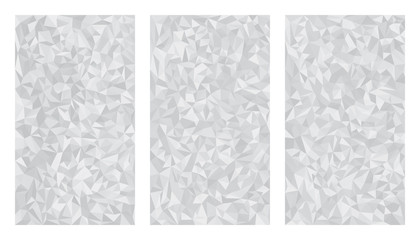 abstract low polygonal grayscale aluminum metal foil background isolated set