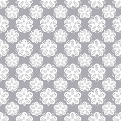 Seamless myrtle flower pattern No. 2, vector graphic on isolated background.

