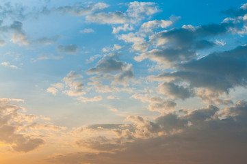 Clouds and sky at sunset.