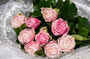 Bouquet of beautiful delicate pink roses