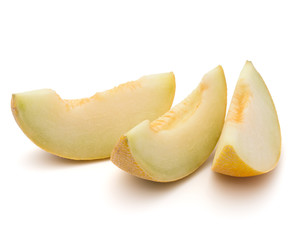melon slices isolated on white background cutout