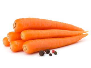 Sweet raw carrot tuber isolated on white background cutout