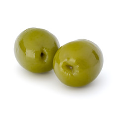 Green olives fruits isolated on white background cutout