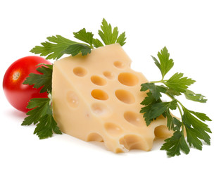 Cheese block isolated on white background cutout