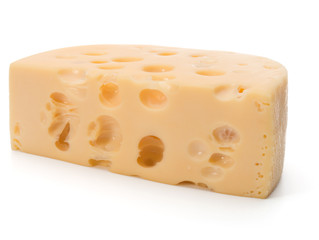 Cheese block isolated on white background cutout